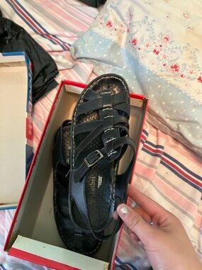 Josef Seibel Black Strappy Women's Sandals with Buckle